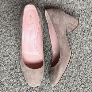 kate spade Women's Beige Suede Block Heels Genuine Leather throughout